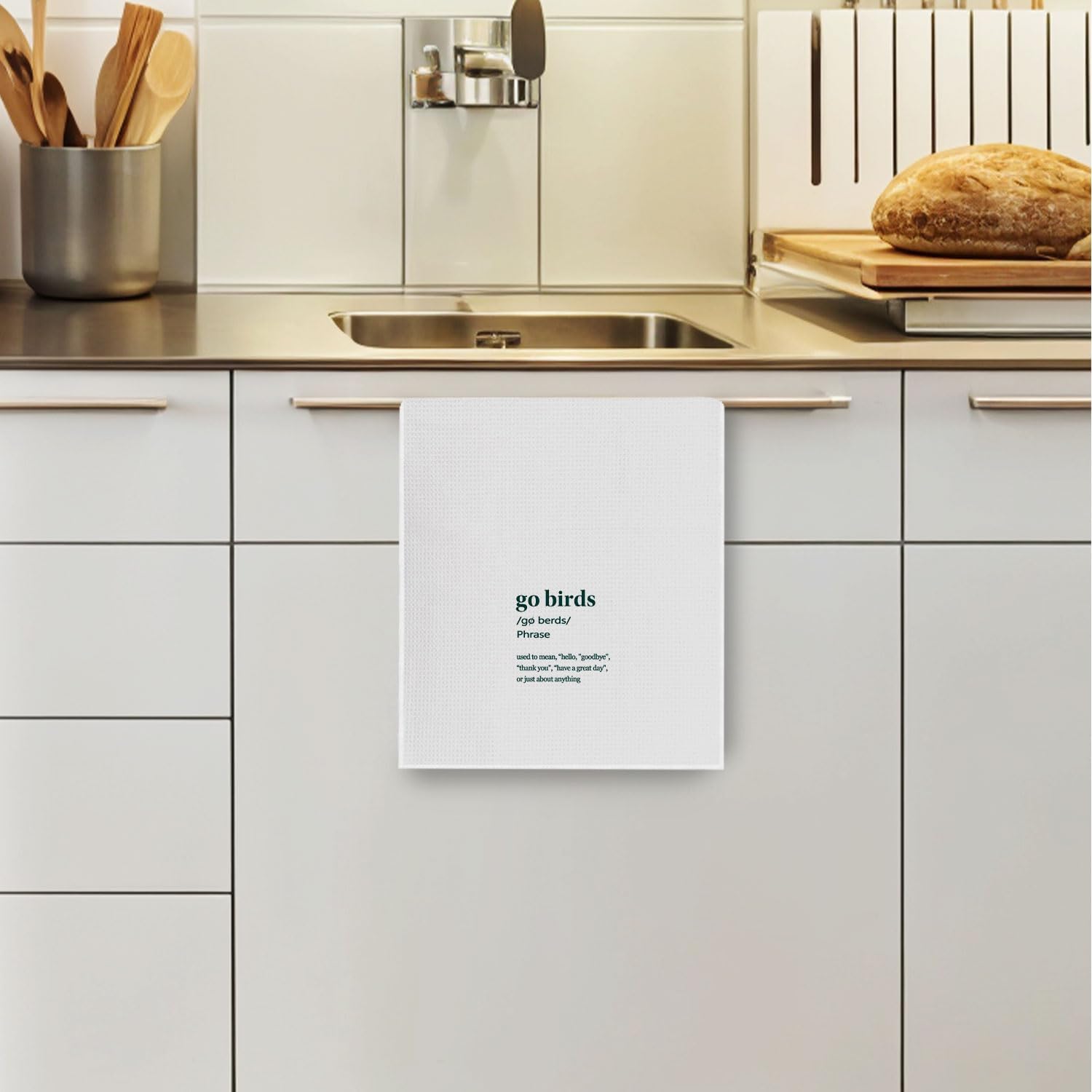 Go Birds Kitchen Towels - Football Fan Gifts Decorative Waffle Dish Towel, Gifts for Football Lovers Players Hand Tea Towels, 16x24 Inch - Image 3