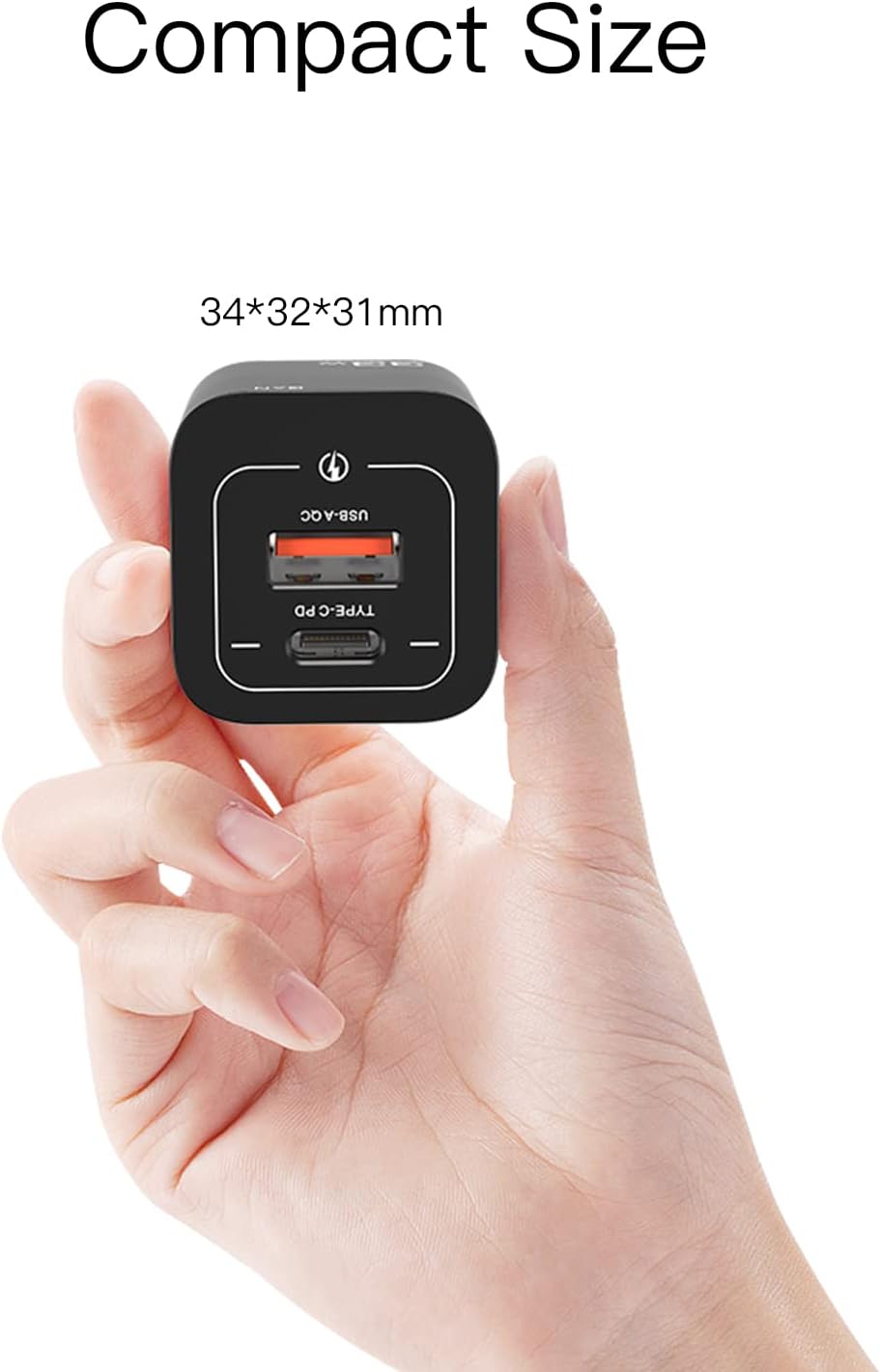 Compact size of Essager 33W charger held in hand