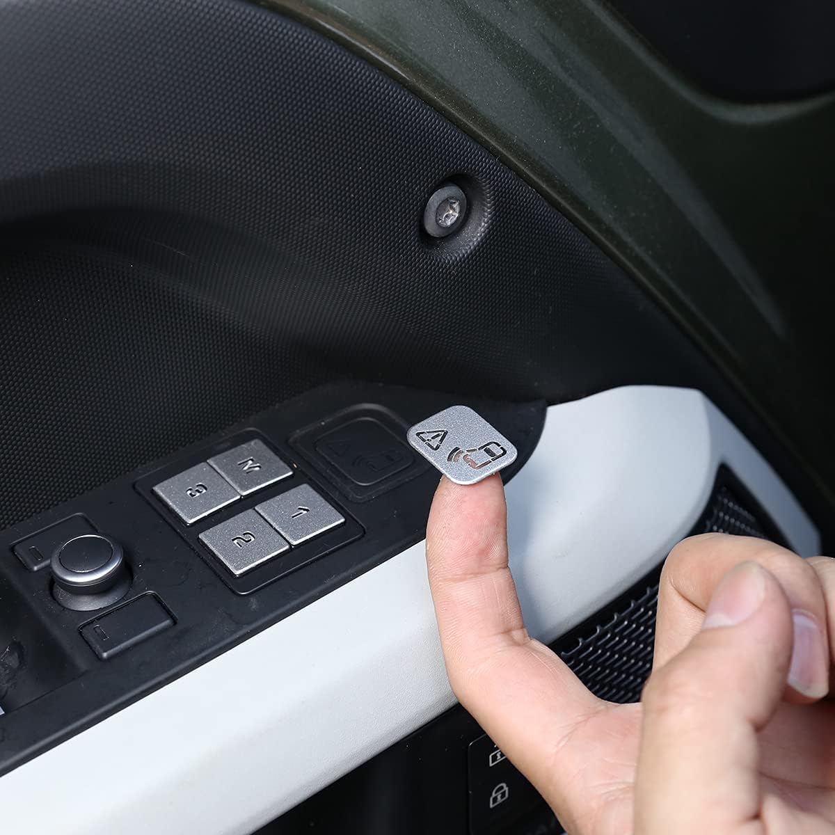Stop aluminium drzwi samochodowe blokada pamięci guziki naklejki do LR Defender 110 2020-2022 12 szt./zestaw