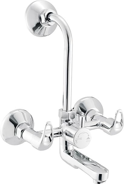 LEVERS Lazer L-919793 Heavy Brass Wall Mixer with Provision for Over Head Shower and 125mm Long Bend Pipe