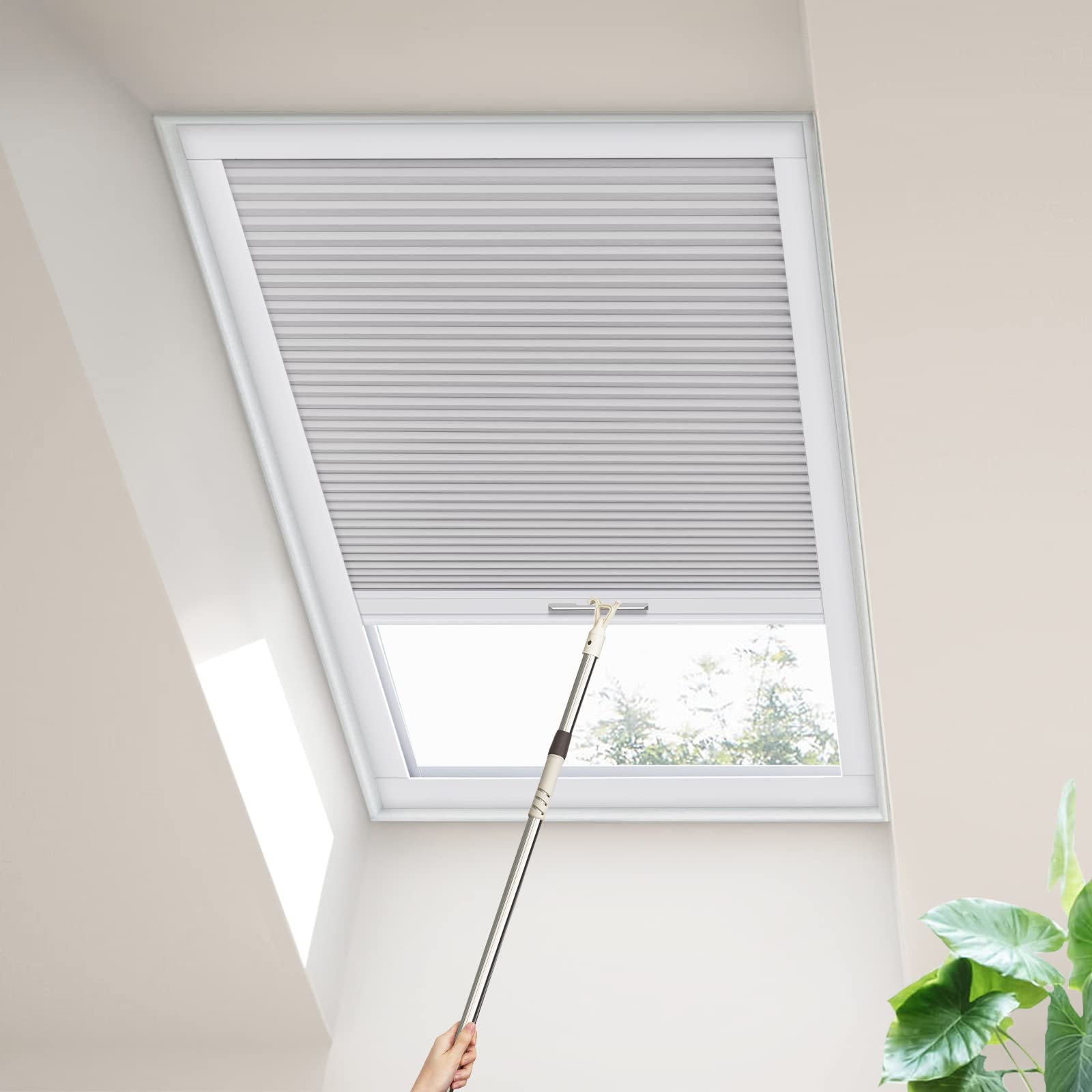 Stores de Toit sans Fil en nid d'abeille pour Fenêtre Occultant Stores de Toit Plissés Cellulaires Faciles à Installer pour Fenêtres de pièce inclinées - Personnalisé(Gris)
