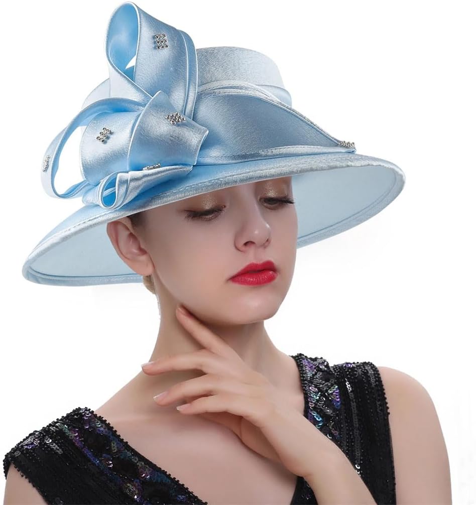 Women's Wide Brim Hats Church Hats Wedding Top Hat Female Tea Party Fascinators Formal Dress Caps