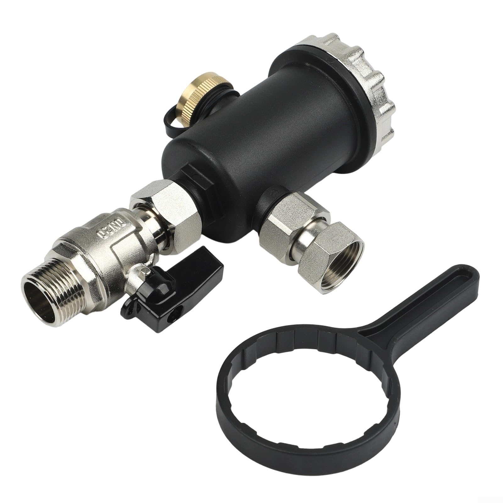 Filtro magnético DN20, rosca exterior de 3/4 pulgadas, para calefacción por suelo radiante y calderas, eliminación de barro con anillo magnético extraíble, colador de acero inoxidable, válvula de