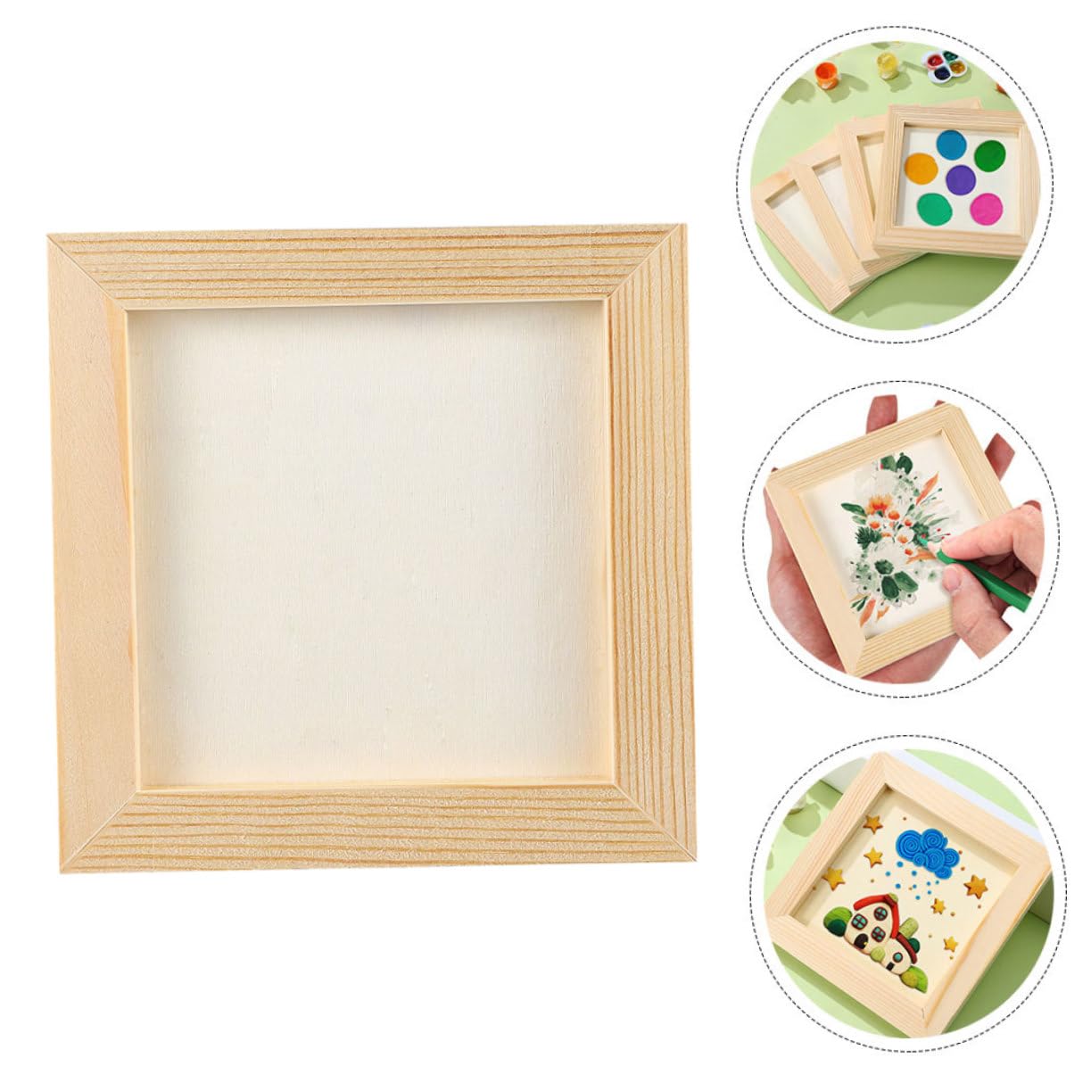 ifundom Craft Picture Frames for Children Diy Blank Wooden Photo Frames 5 Pack