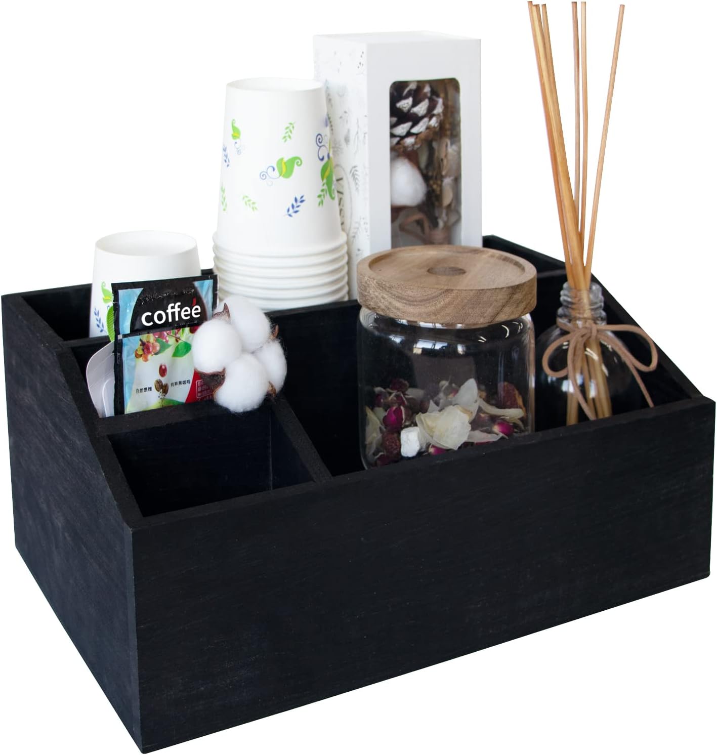 Coffee Station Organizer Wooden Countertop Coffee Bar