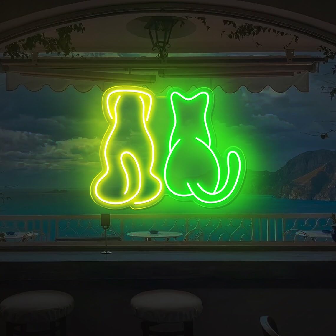 Dog and Cat Neon Sign,Animal Led Signs, Baby Room Bedroom Office,Cute Animal Light for Girls Boys