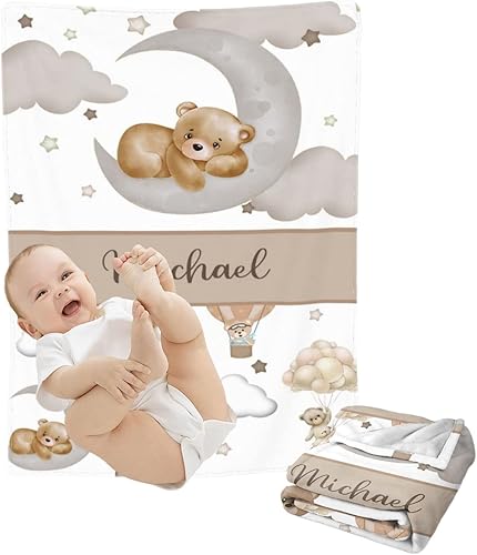 WAJL POD Mantas de bebé personalizadas para niñas y niños, mantas de bebé personalizadas con nombre arcoíris para niños, regalos personalizados para