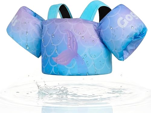 Miniatura 12 de Gogokids Chaleco de natación para niños pequeños, flotadores para niños de 24 a 66 libras, bonita chaqueta de natación de dibujos animados con arnés