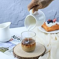 Vista 3 de Sizikato 2 piezas de crema clásica de cerámica blanca pura con asa, jarra de crema de leche de café de 8 onzas.