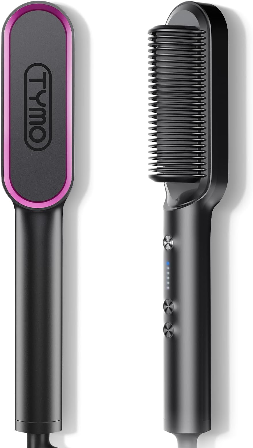 hair straightener brush - Tymo ring curly hair straightener with 20s fast heating, 5 thermostatic level hot hair straightener combs, 30 minute auto-off & 110V-240V, hair silky straightening brush