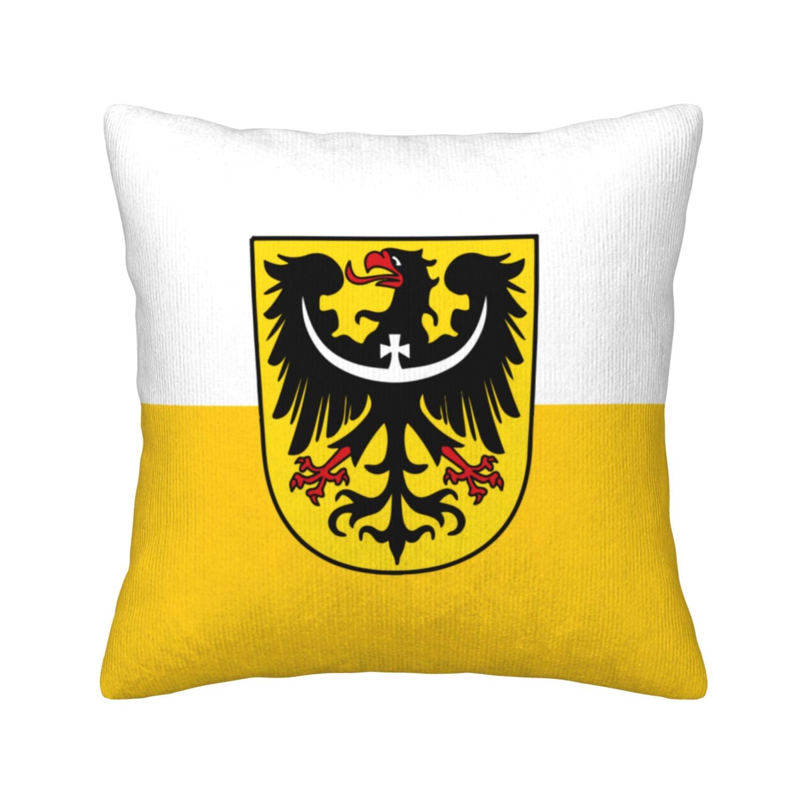 HGIUYDRD Silesian flag Print Corduroy Throw Pillow with Invisible Zipper Closure for Living Room, Couch and Bed