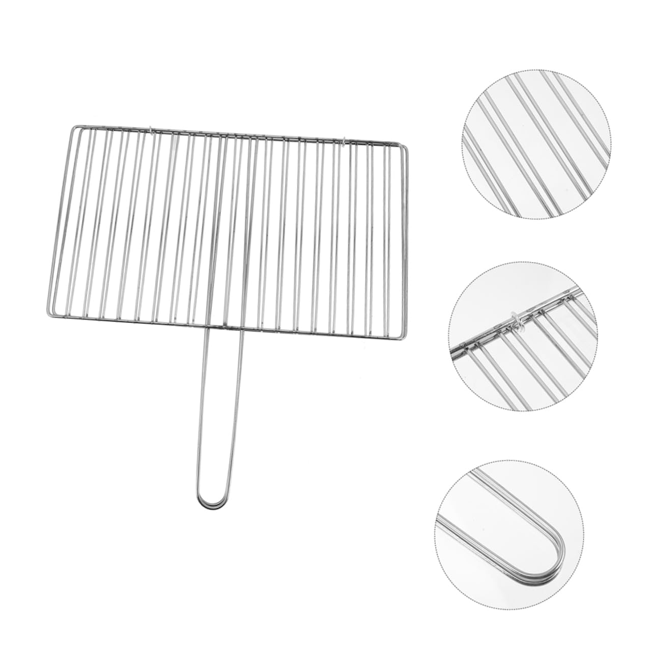 Toyvian Cestello per Grigliare in Acciaio Inox Spesso con Manico Ergonomico, Griglia per Pesce, Carne e Verdure per Barbecue All'aperto, Resistente e Multiuso per Campeggio e Patio
