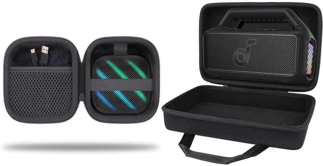 co2CREA Hard Case Bundle for Anker Soundcore Boom Go 3i & Boom 2 Speakers, Portable Travel Protective Case