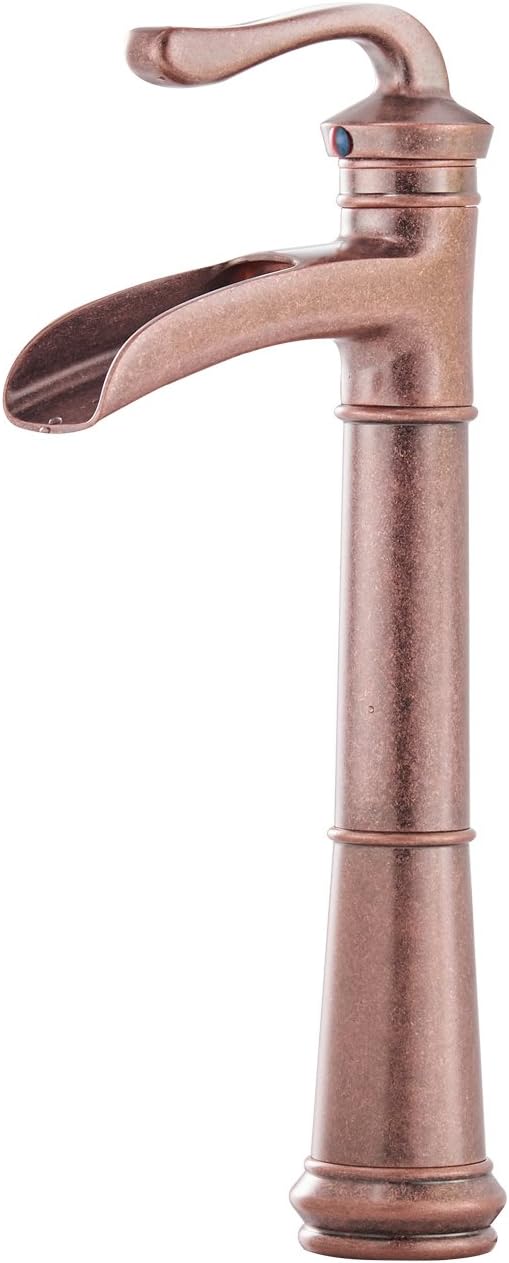 BWE Antique Brass Copper Waterfall Single Handle One Hole Bathroom Vessel Sink Faucet Deck Mount Commercial