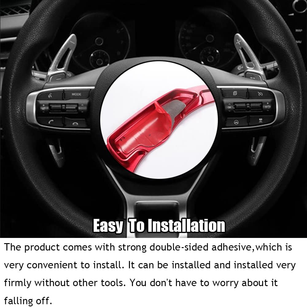 Custom Interior Accessorie for Tucson 2022 2023 Sonata 2020 2021 2022 Elantra 2021 2022 Aluminum Steering Wheel Paddle Shifter Extensions Covers 2Pcs/Set(red)