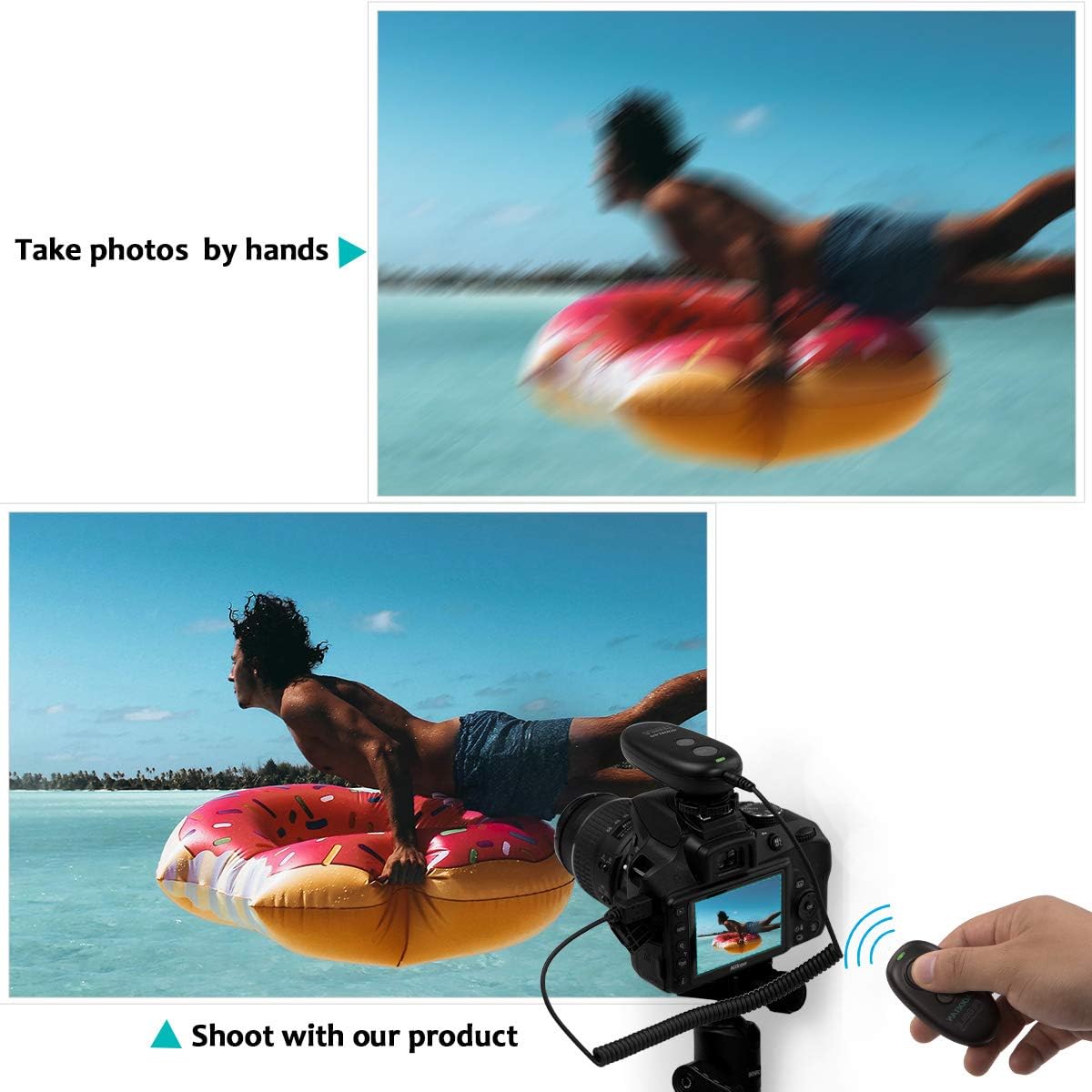 Best Cyber Monday 🔥 Camera Remote Wireless Shutter Release for Canon EOS RP, Rebel T6, T7, SL2, 5D Mark II, 6D Mark II, 7D Series, 5D Series; for Fujifilm X-T3; for Olympus OM-D E-M1 Mark II; for Pentax K-1 Mark II