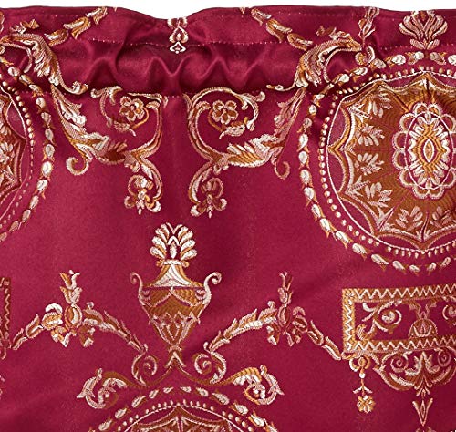 Violet Linen Prestige Damask 60" X 15" Window Valance - Burgundy - Thumbnail 2