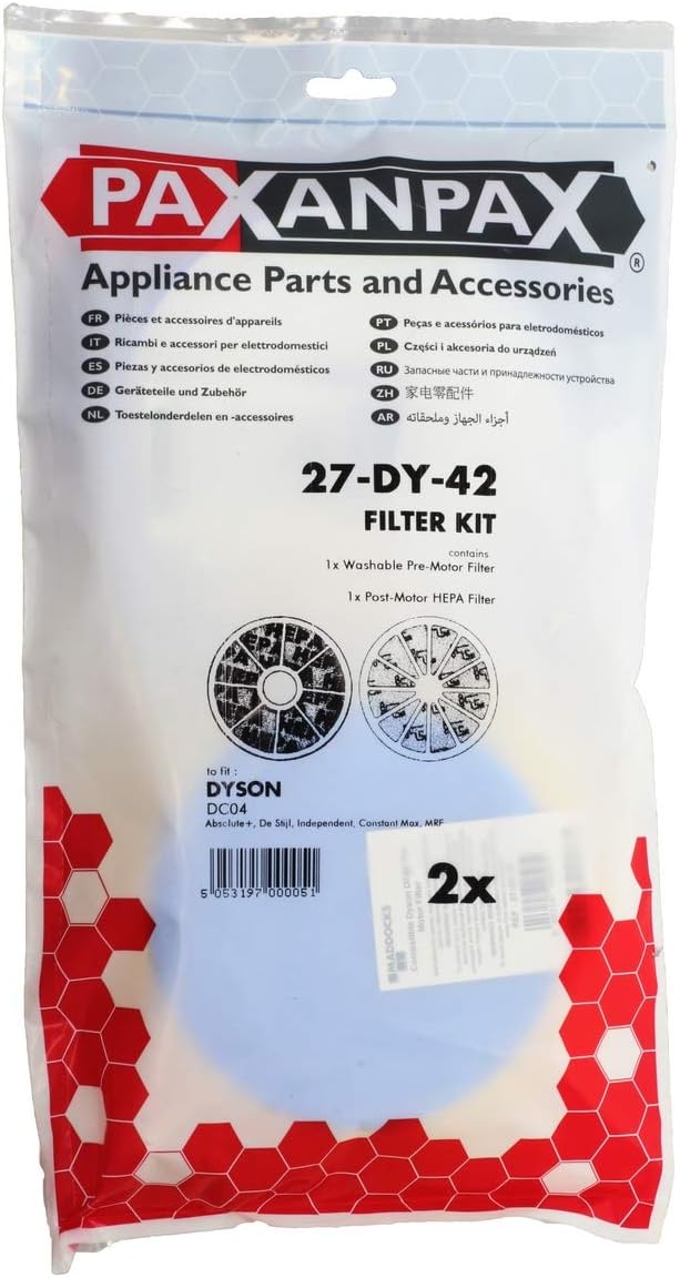 Paxanpax PFC357 Compatible HEPA & Washable Filter Set for Dyson DC04 (Pack of 2), White