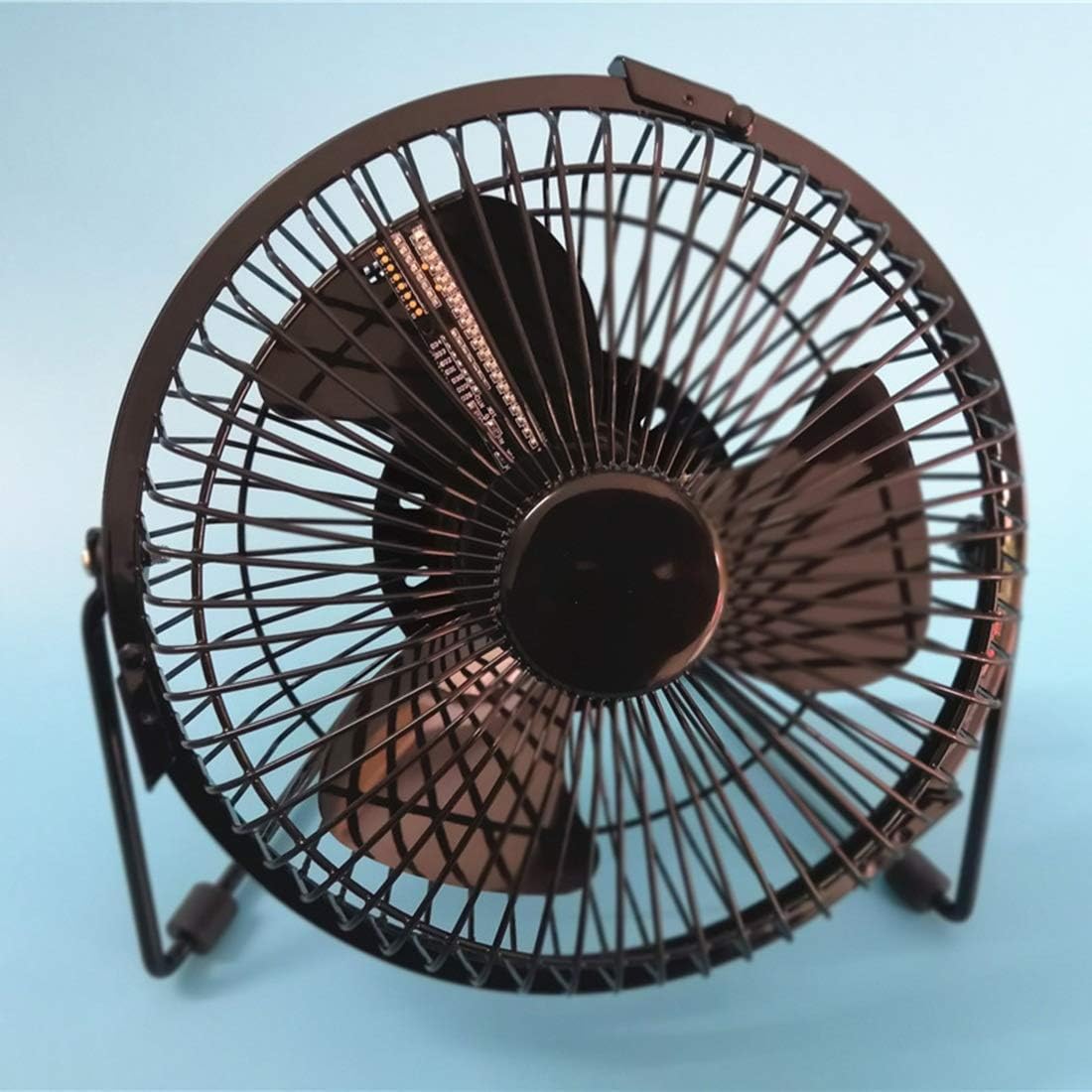 Y-LKUN USB Fan Metal Frame 1.5M USB Cable LED Fan 6" Portable Mini Cooling Fan Digital Clock Temperature Display for Office Home Desktop (Color : Black) Portable Smart