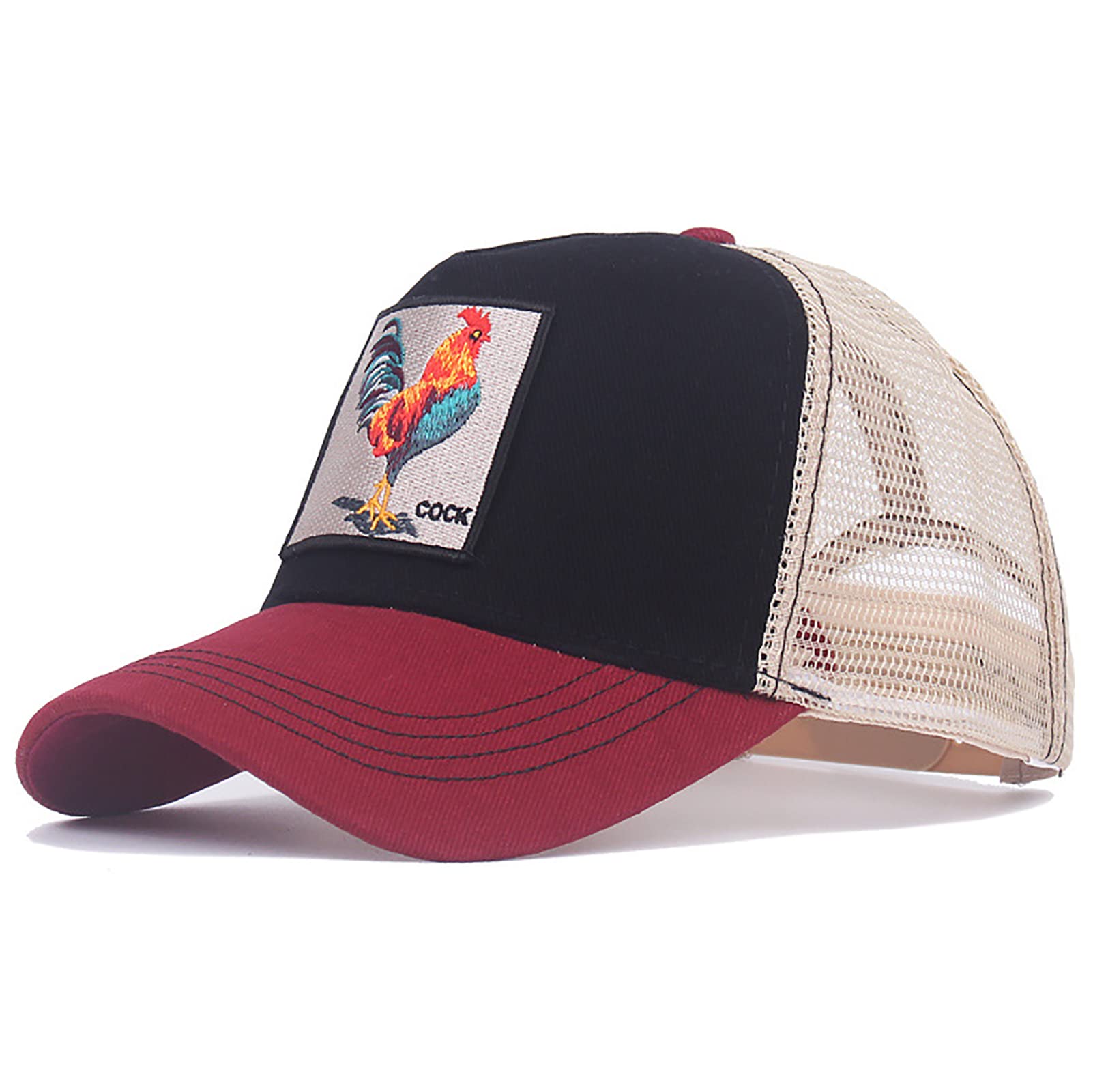 Farm Animal Trucker Hat Adjustable Snapback Square Patch Mesh Baseball Cap for Men & Women