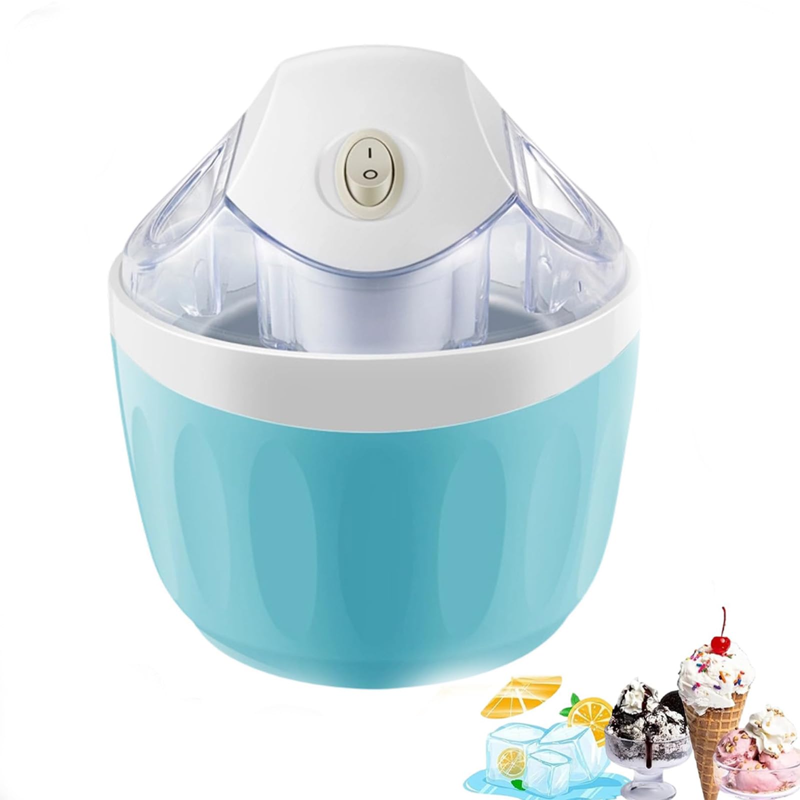 Mini Gelatiera, 500Ml Yogurt Gelato Elettrico, Facilitatore di Dessert con Un Solo Tocco per Famiglie per Yogurt Gelato Fatti in Casa blue