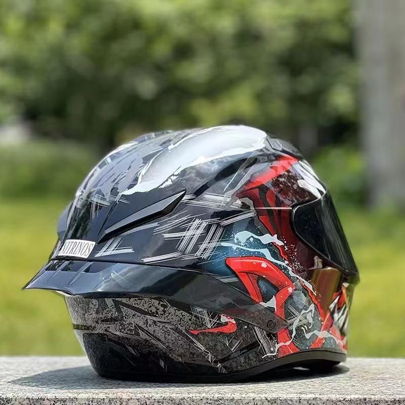 Miniatura 6 de Casco de motocicleta de cara completa Venom con cola grande, aprobado por DOT, motocicleta, ciclomotor, bicicleta de calle, motocross, carreras,