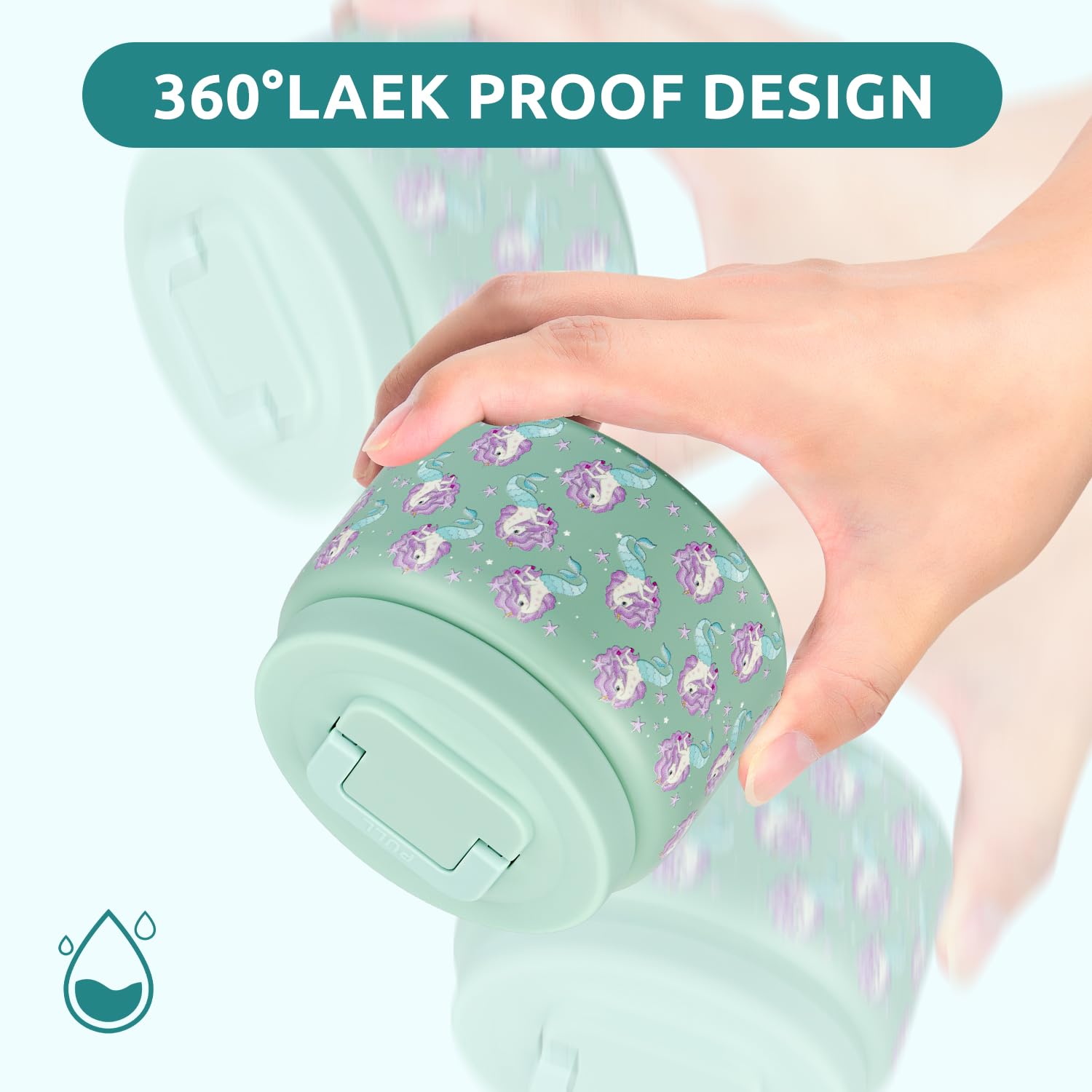 JXXM 8 Oz Thermo Food Jar for Hot & Cold Food for Kids, Insulated Lunch Containers Hot Food Jar,Leak-Proof Vacuum Stainless Steel Wide Mouth Lunch Soup Thermo for School (Blue-Unicorn)