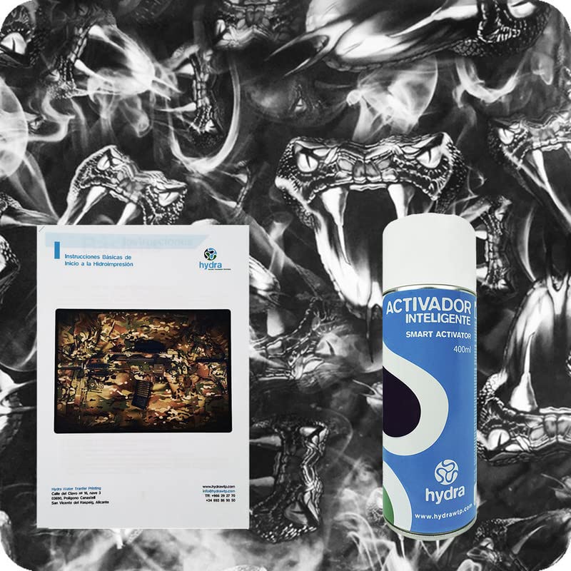 BASIC Wassertransferdruck Starter Set Hydro Dipping Kit: Aktivator Spraydose 400 ml + Grundlegende Bedienungsanleitung + Wassertransferdruck Folie Breite: 100cm. Länge: 100cm (HLC-067)