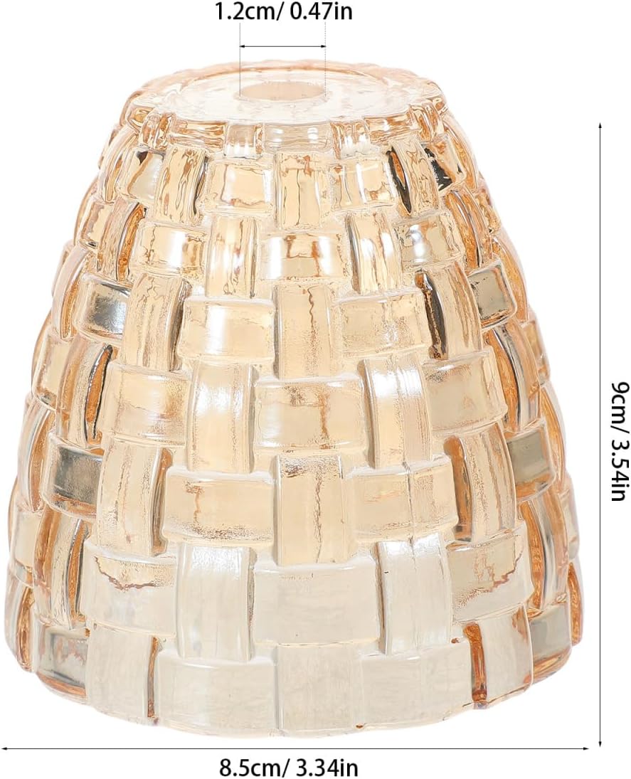 Housoutil Small Crystal Glass Lamp Shade Glossy Amber Colored Vintage Lamp Shade Floor Lamp Shade Light Fixture Cover Replacement