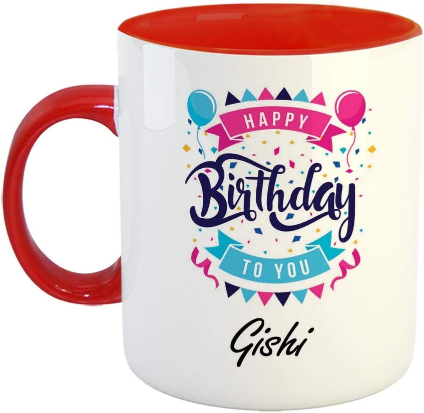 FABTODAY Ceramic Coffee Mug - Best Personalised Gift for Birthday, Color - Red, Name - Gishi
