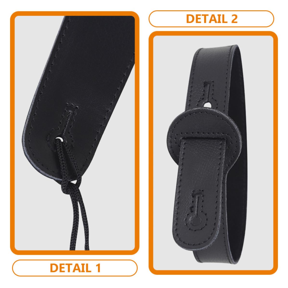 Correa de Guitarra de Cuero Negro Correa de Repuesto para Guitarra Resistente al Desgaste Reduce la Fatiga y Eléctrica