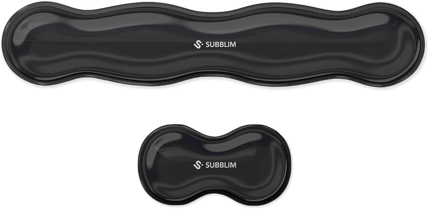 ERGO CRYSTAL FLEX Wrist Rest Pack, Gel for Keyboard + Mouse, Ergonomic Design Wavy Non-Slip Carpal Tunnel Relief for Office and Gaming