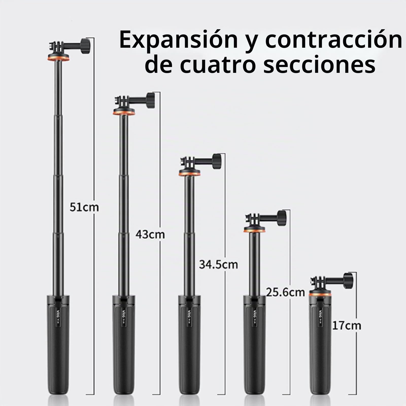 Palo Selfie Trípode Extensible para dji OSMO Pocket 3 / Action 4 Varilla de Extensión Ajustable de Longitud con Gimbal para Insta360 One X3 / X2 Soporte de Base de cámara de acción