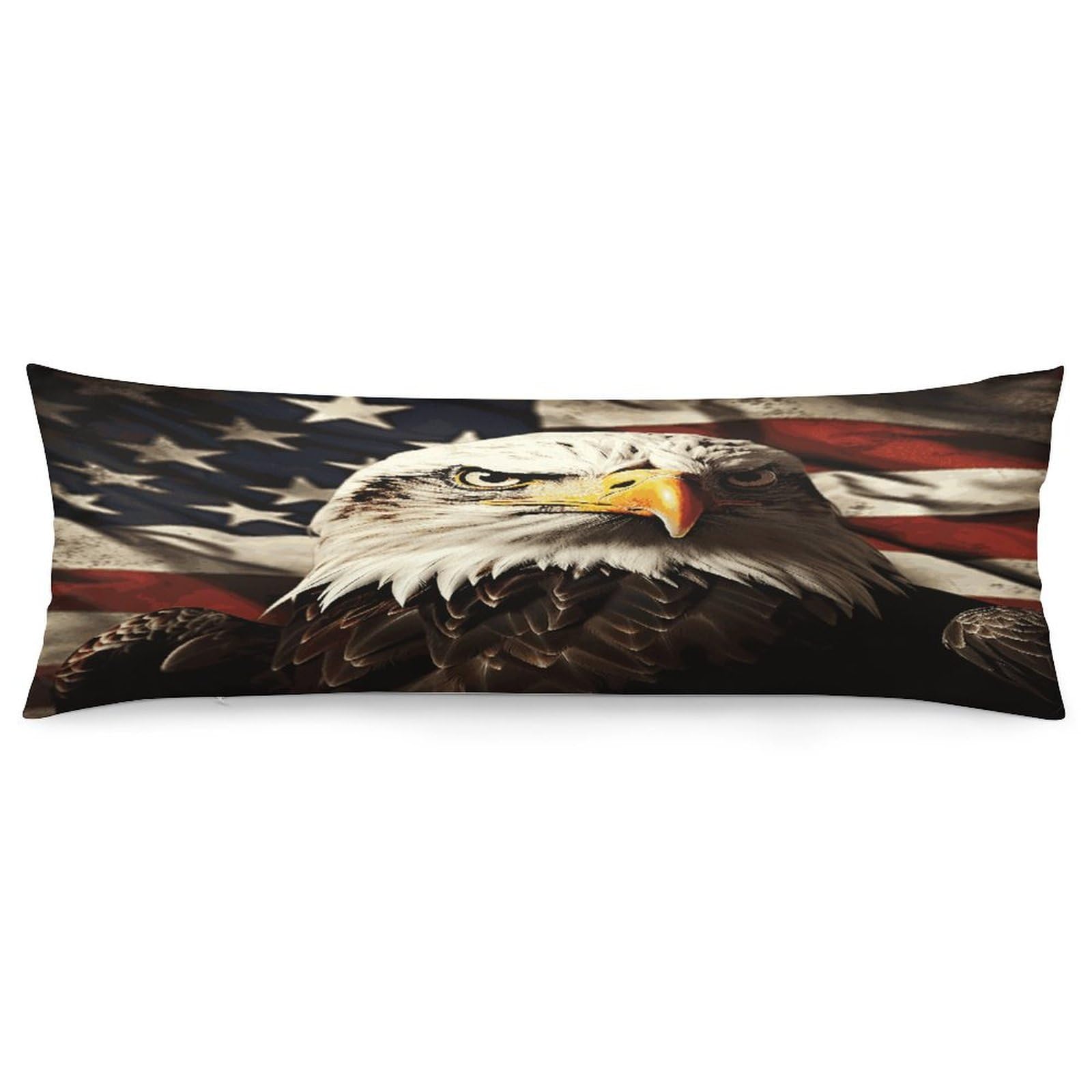 Bald Eagle Flag Veterans Body Pillowcase Soft Breathable Full Long Pillow Cover 20x54 Inches Polyester Pillow Case with Hidden Zipper Closure for Bedroom Home Decorations