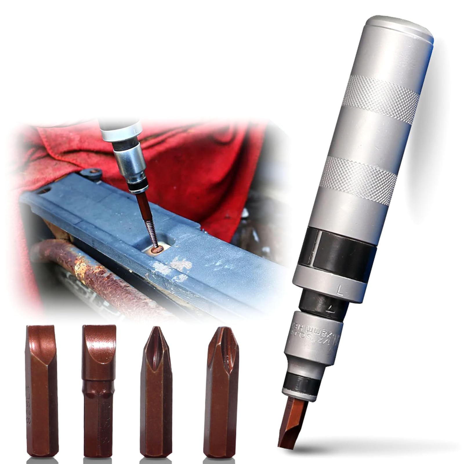 Schlagschrauber-Set zum Entfernen von Schrauben, Industriewerkzeug mit Feder, Karbonstahl