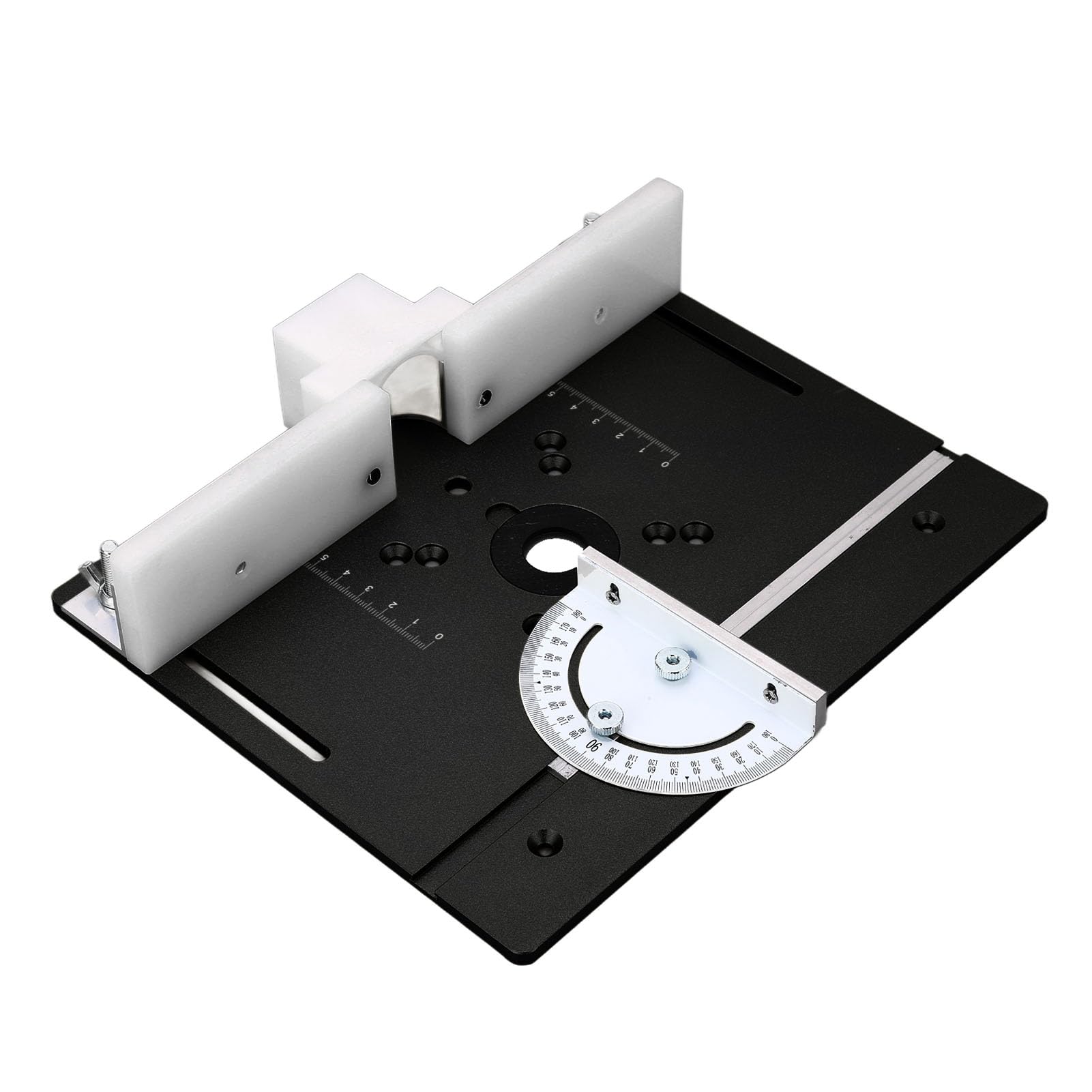 Ejoyous Placa de Inserción de Mesa de Enrutador de Aleación de Aluminio, Tablero Abatible de Metal con Escala Transparente, Placa Base Resistente Al Desgaste para Fresado y Perforación de