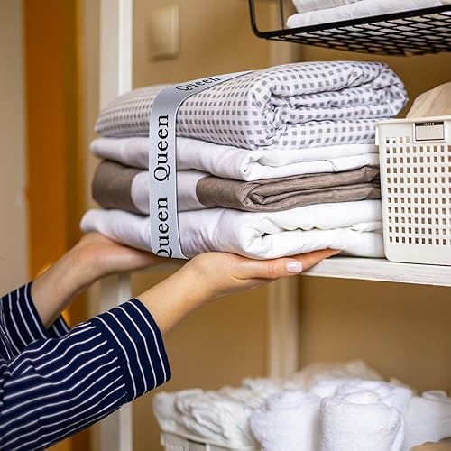 Miniatura 3 de FGY Bandas de organizador de sábanas elásticas para ropa de cama para almacenamiento de ropa de cama y organización de sábanas, 4 piezas (Queen)