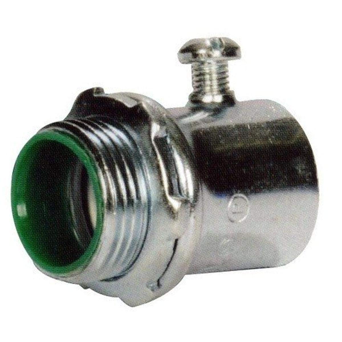 Morris 14892 EMT Set Screw Connector, Insulated Throat, Steel, 1-inch Trade Size