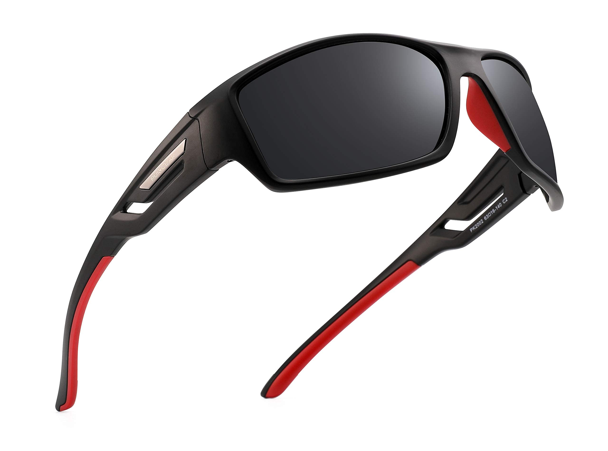 PUKCLAR Polarisierte Sportsonnenbrille Herren & Damen, UV400 Schutz Kat.3 | Leichter TR90-Rahmen entlastet Nasenrücken. Polarisierte UV400-Kat.3-Gläser blocken UV-Strahlen, universeller Outdoor-Einsatz