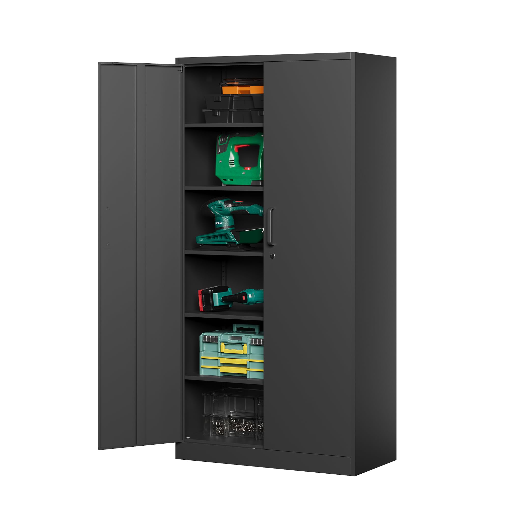 STANI 72 inch tall 18 inch deep metal garage storage cabinet with 5 shelves