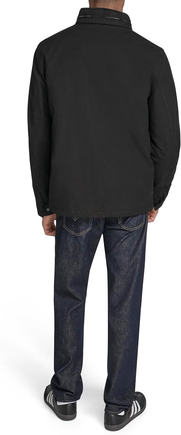 Levi's Men's Stand Collar Cotton Military Jacket With Hidden Hood - Image 3