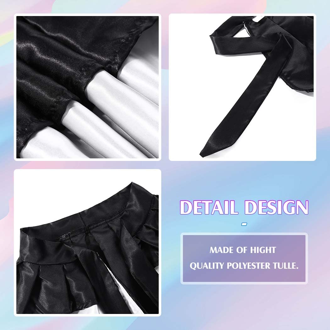 TWINKLEDE Christmas Tutu Skirt Tie-on Bustle Costume Skirt Festival Xmas Tutus for Women: 50 Short Black & White