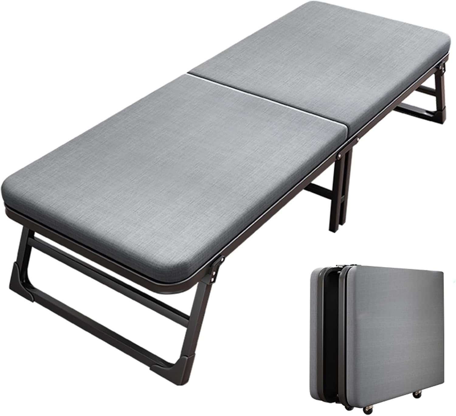 YVYKFZD Camping Cots for Adults, Folding Camping Bed, Portable Sleeping Cots with Mattress, Spinner Wheels, Extra Wide Sturdy, Heavy Duty Holds Up to 661 Lbs (Size : 185x60x36cm)