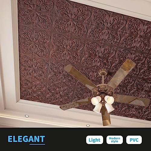 Image of Art3d Spanish Floral Drop Ceiling Tiles, 2 x 2 ft, 12-Pack, Antique Copper