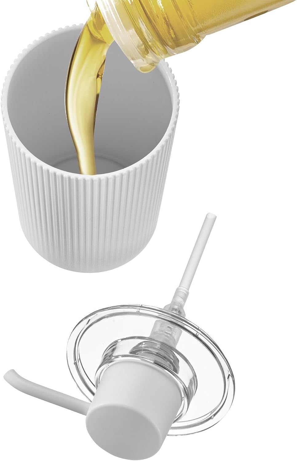iDesign Fluted Soap Dispenser, White/Clear