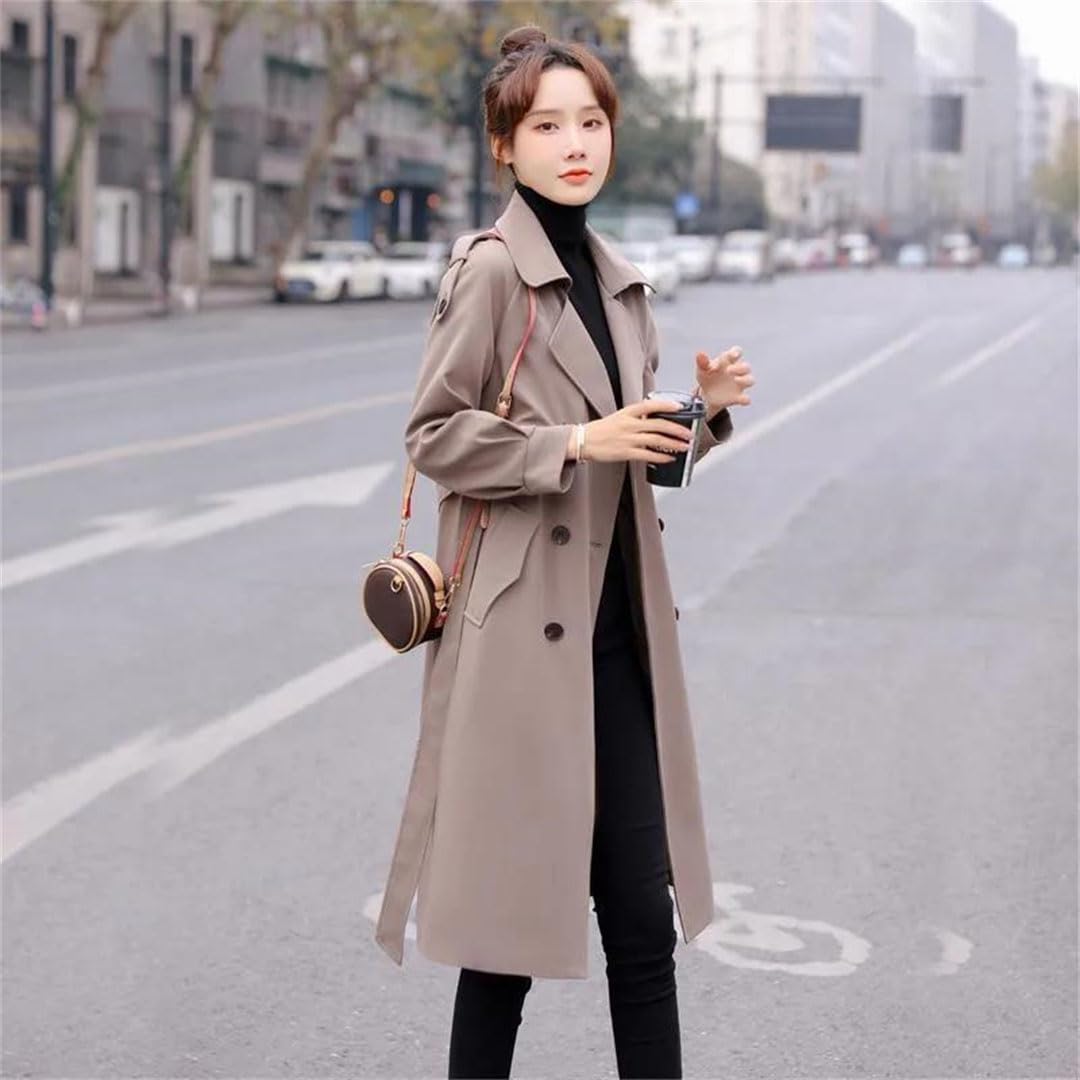 Trench da donna per con fodera trench femme doppio petto cappotto cintura giacca Lady Tops