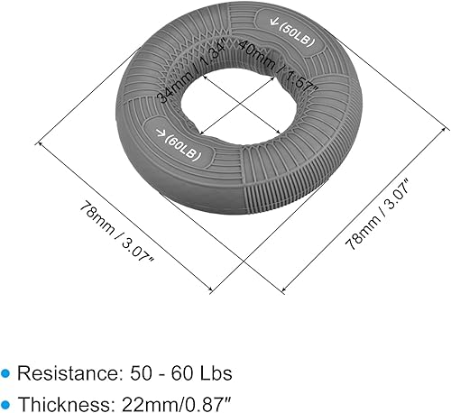 Miniatura 2 de uxcell Fortalecedores de agarre de mano, 3.07 pulgadas, 50-60 libras, anillos de silicona para dedos y antebrazos, entrenamiento de agarre para