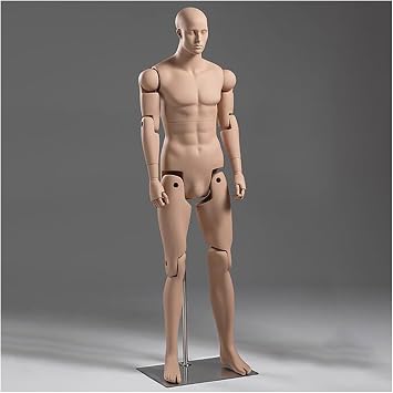 Life Size Adult Mannequin Full Body Poseable, Tall Male Female Lifelike Mannequin Body Dress Form Torso Sets, Standing Dummy Clothing Model for Art Studio Retail Display Fashion ShowNatural,Male