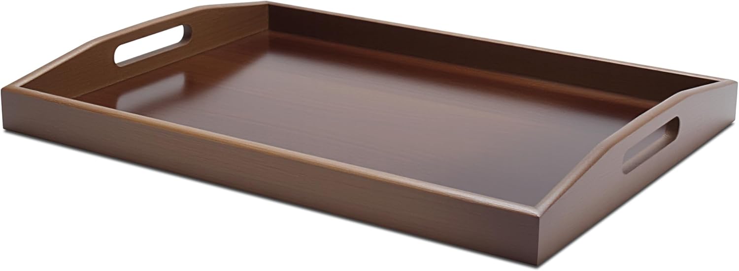 Large Bamboo Tray for Ottoman, 17.7"x13"x2" Large Serving Tray with Handle, Bamboo Trays for Home Decor, Breakfast, Dining, Bar