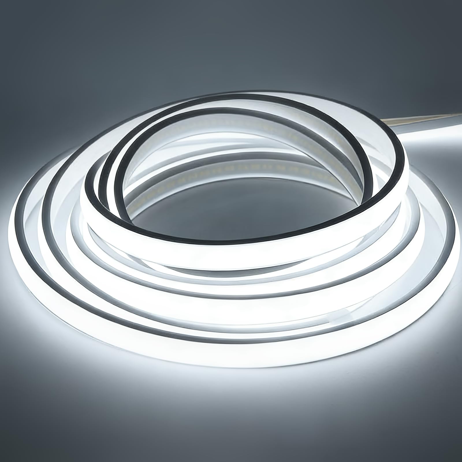 Hmuaog COB LED Streifen 230V Direktanschluss, 1400Lm/m Extra Hell Lichtband IP67 Wasserdicht, Punktfreies LED Band für Außen Garten Küche Akustikpaneele (Kaltweiß, 3 m)